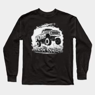 Monster Jump: High-Flying Thrills Line Art Monster Truck Long Sleeve T-Shirt